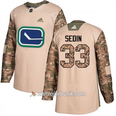 Män Ishockey Vancouver Canucks Tröja Henrik Sedin 33 Adidas 2017-2018 Camo Veterans Day Practice Authentic